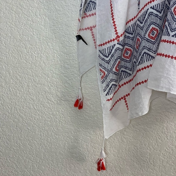 Aztec trim tassel cover up kaftan poncho - Picture 4 of 9